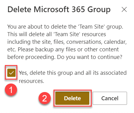delete microsoft 365 group